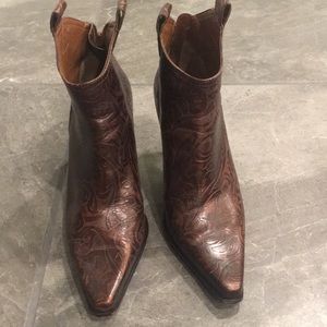 Beautiful printed leather ankle boots